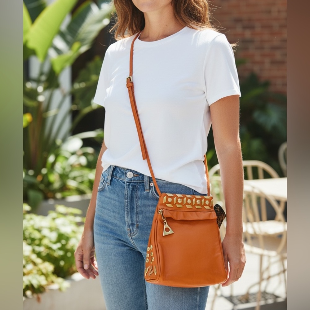 DAWLI NWT Small Leather Orange purse handbag